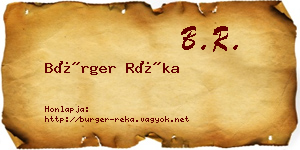 Bürger Réka névjegykártya