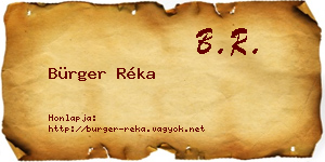 Bürger Réka névjegykártya