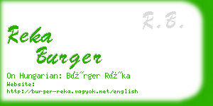 reka burger business card